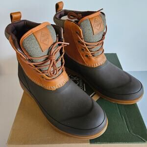Muck Boot Men’s Duck Boot Size 9 Waterproof Rubber Leather Lace Up Brown Outdoor